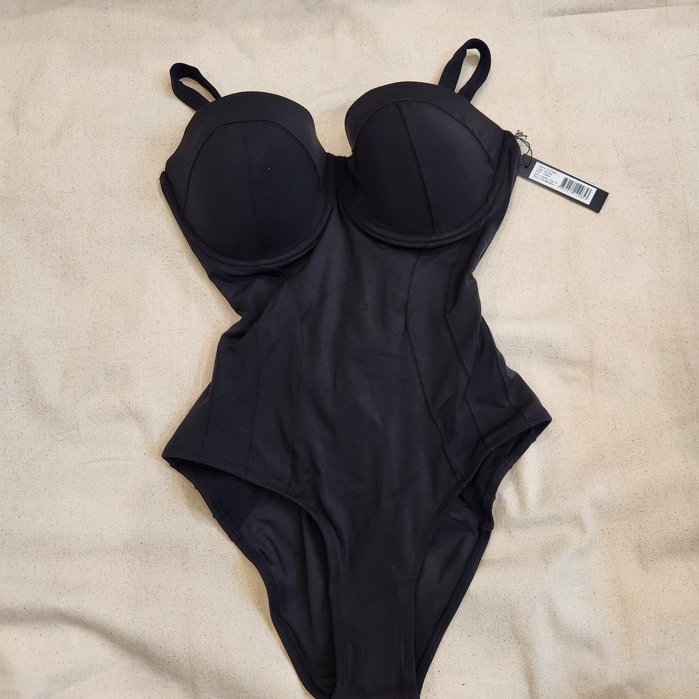 New TA3 Black Lushy One Piece Large H / I cup Swimsuit Regular Long Corset Shape